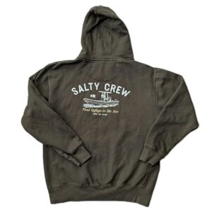 Salty Crew Pullover Hoodie Mens Medium Green Boat Club Outdoor Sweatshirt